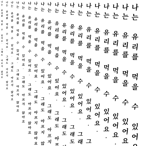 Specimen for Kurinto Arte KR Bold Italic (Hangul script).