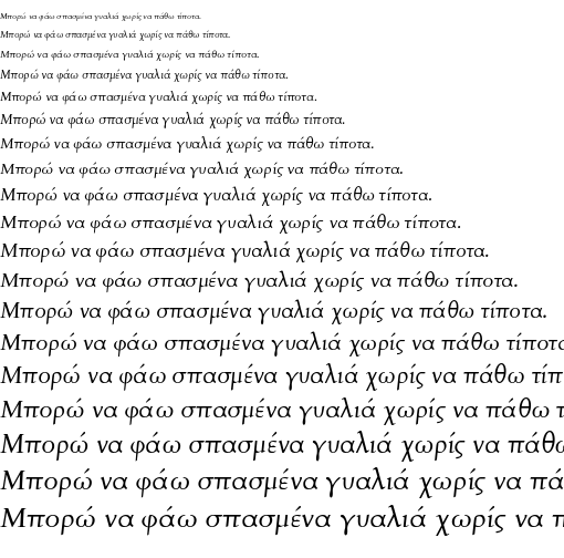 Specimen for Kurinto Book KR Italic (Greek script).