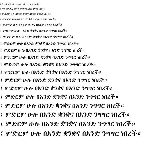 Specimen for Kurinto Book Light (Ethiopic script).