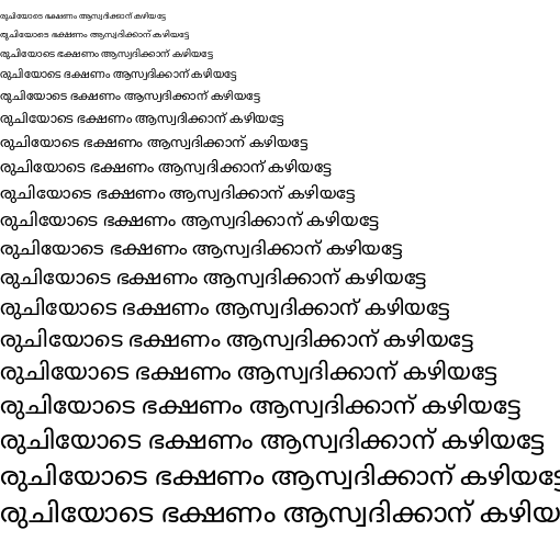 Specimen for Kurinto Book Regular (Malayalam script).