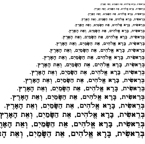 Specimen for Kurinto Book UFI Bold (Hebrew script).