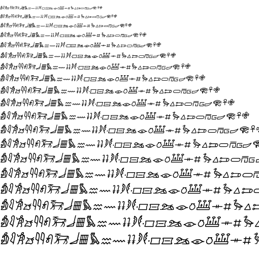 Specimen for Kurinto Cali Aux Italic (Meroitic_Hieroglyphs script).