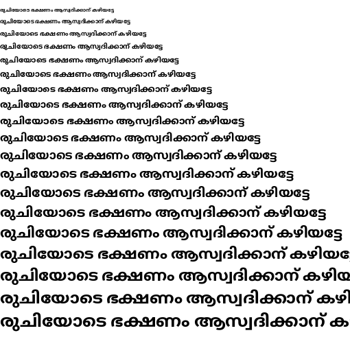 Specimen for Kurinto Cali Bold (Malayalam script).
