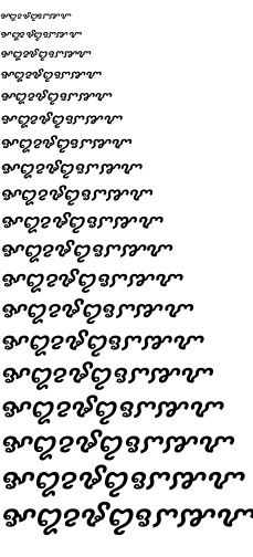 Specimen for Kurinto Cali Bold Italic (Cham script).