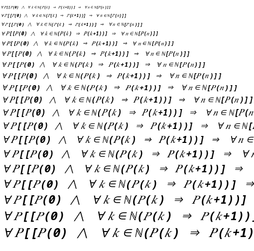 Specimen for Kurinto Mono Bold Italic (Math script).