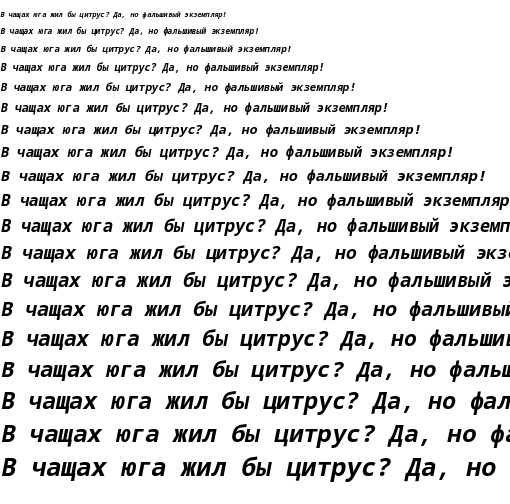Specimen for Kurinto Mono Core Bold Italic (Cyrillic script).