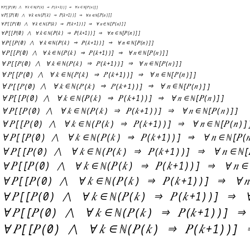Specimen for Kurinto Mono Narrow Italic (Math script).