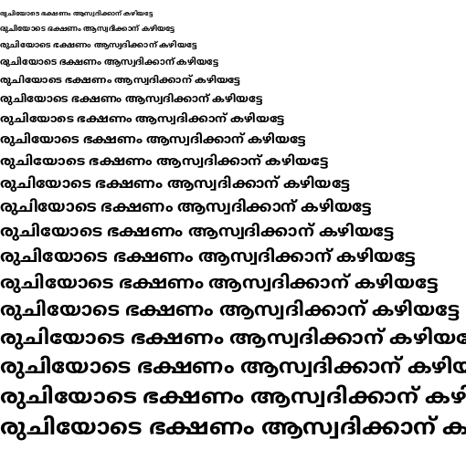 Specimen for Kurinto Plot Bold (Malayalam script).