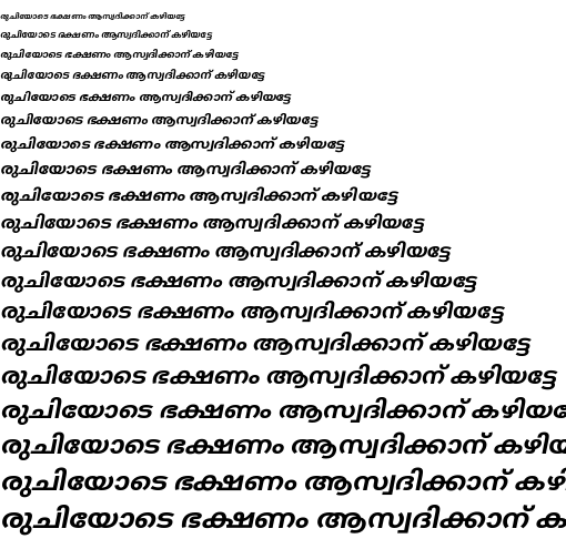 Specimen for Kurinto Sans Bold Italic (Malayalam script).