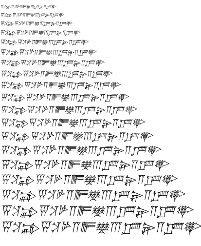 Specimen for Kurinto Seri Aux Bold Italic (Cuneiform script).