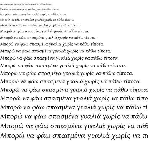 Specimen for Kurinto Seri KR Italic (Greek script).