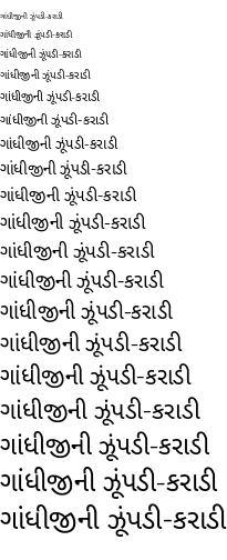 Specimen for Kurinto Seri Regular (Gujarati script).