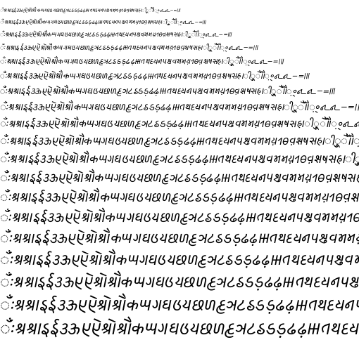 Specimen for Kurinto TMod Aux Bold Italic (Kaithi script).