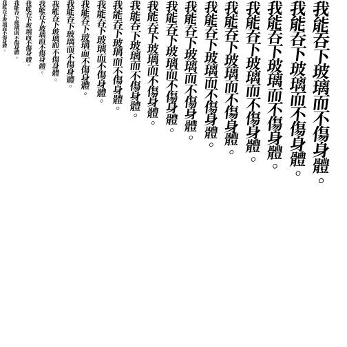 Specimen for Kurinto TMod TC Bold Italic (Han script).