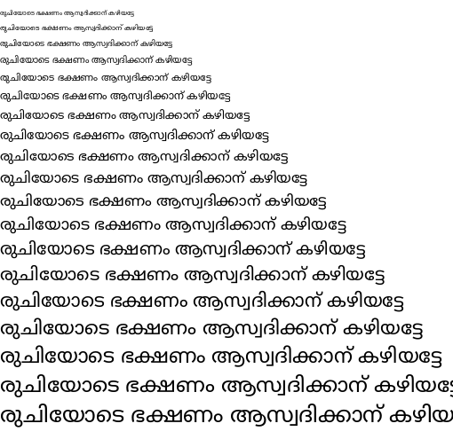 Specimen for Kurinto Text Music Bold (Malayalam script).