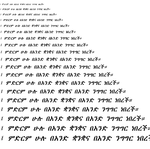 Specimen for Kurinto Type Bold Italic (Ethiopic script).