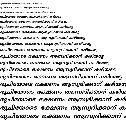 Specimen for Kurinto Type Bold Italic (Malayalam script).