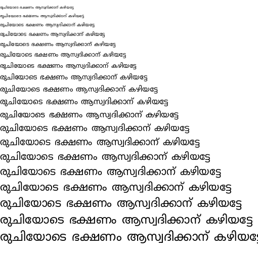 Specimen for Kurinto Type Narrow (Malayalam script).