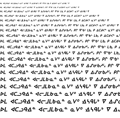 Specimen for Kurinto Type Narrow Bold Italic (Canadian_Aboriginal script).