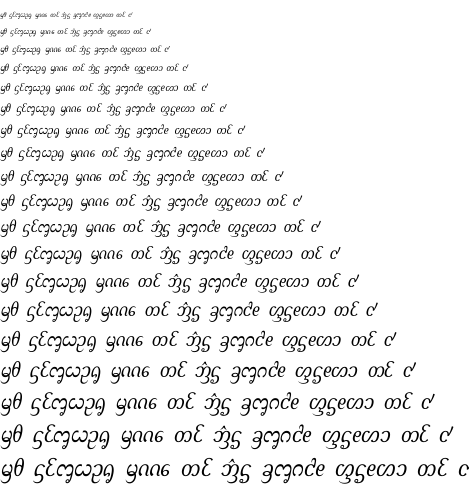 Specimen for Kurinto Type Narrow Italic (New_Tai_Lue script).