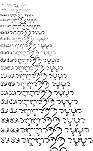 Specimen for Kurinto Type SemiWide Bold (Balinese script).