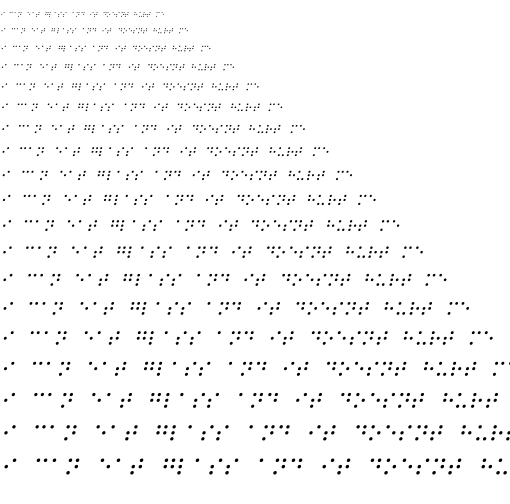 Specimen for Kurinto Type SemiWide Bold Italic (Braille script).