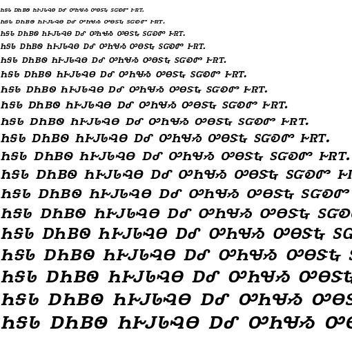 Specimen for Kurinto Type SemiWide Bold Italic (Cherokee script).