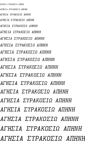 Specimen for Latin Modern Mono Caps 10 Oblique (Greek script).