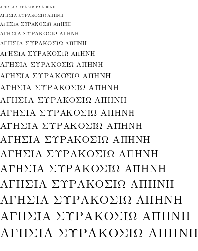 Specimen for Latin Modern Roman Caps 10 Regular (Greek script).