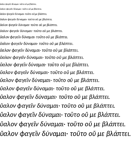 Specimen for Lato Italic (Greek script).