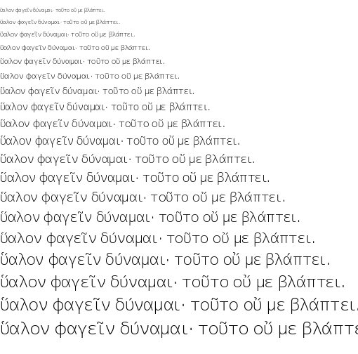 Specimen for M+ 2p light (Greek script).
