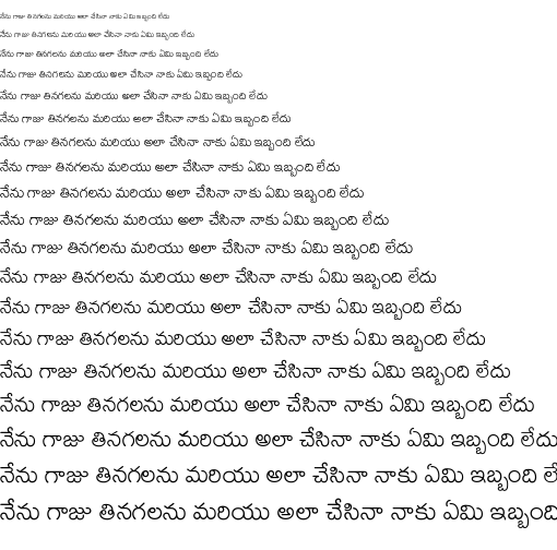 Specimen for Mallanna Regular (Telugu script).