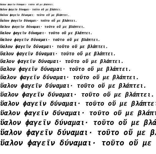 Specimen for Meslo LG M Bold Italic (Greek script).