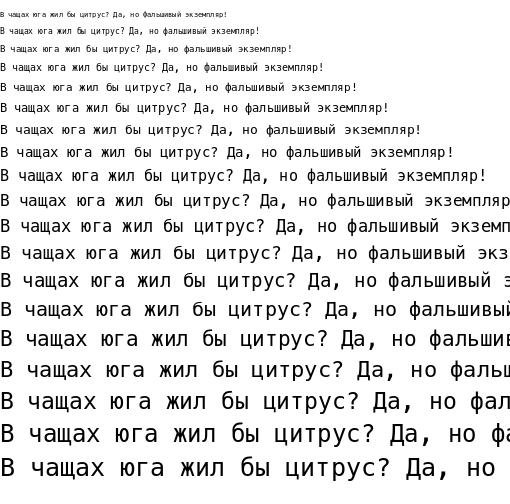 Specimen for Meslo LG M Regular (Cyrillic script).