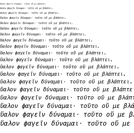 Specimen for Meslo LG S Italic (Greek script).