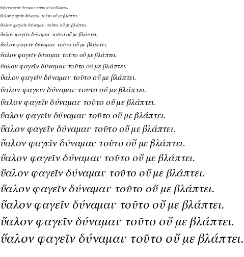 Specimen for MgOpen Canonica Italic (Greek script).