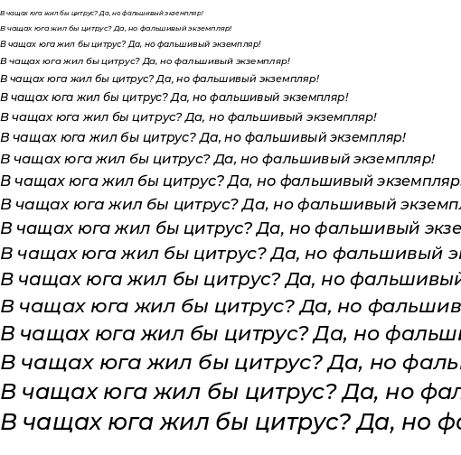 Specimen for Montserrat Medium Italic (Cyrillic script).