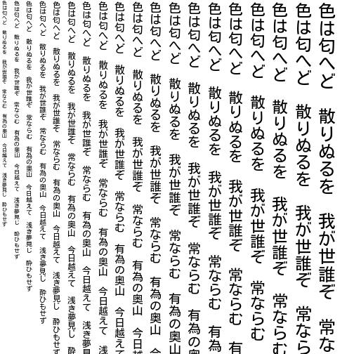 Specimen for MotoyaLCedar W3 mono (Han script).