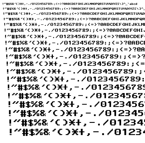 Specimen for Mx437 ACM VGA 8x8 Regular (Hiragana script).