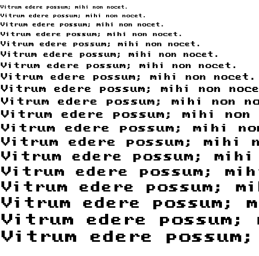 Specimen for Mx437 ACM VGA 8x8 Regular (Latin script).