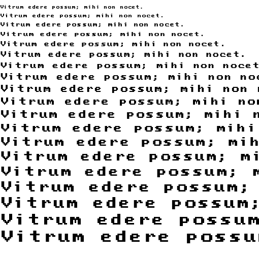 Specimen for Mx437 ACM VGA 9x8 Regular (Latin script).