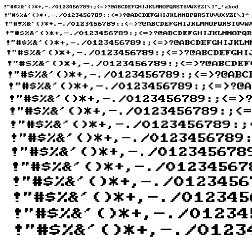 Specimen for Mx437 Acer VGA 8x8 Regular (Hiragana script).