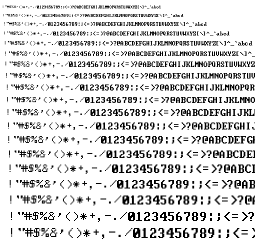 Specimen for Mx437 Apricot 256L Regular (Hiragana script).