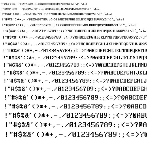 Specimen for Mx437 Apricot Mono Regular (Hiragana script).