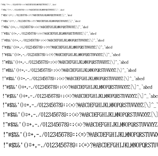 Specimen for Mx437 DOS/V re. JPN30 Regular (Hiragana script).