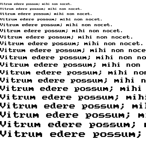 Specimen for Mx437 EpsonMGA Regular (Latin script).