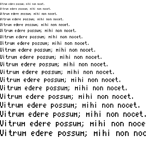 Specimen for Mx437 EverexME 5x8 Regular (Latin script).