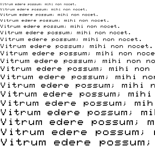 Specimen for Mx437 FMTowns re. 8x8 Regular (Latin script).