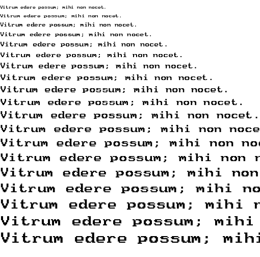 Specimen for Mx437 HP 100LX 10x11 Regular (Latin script).