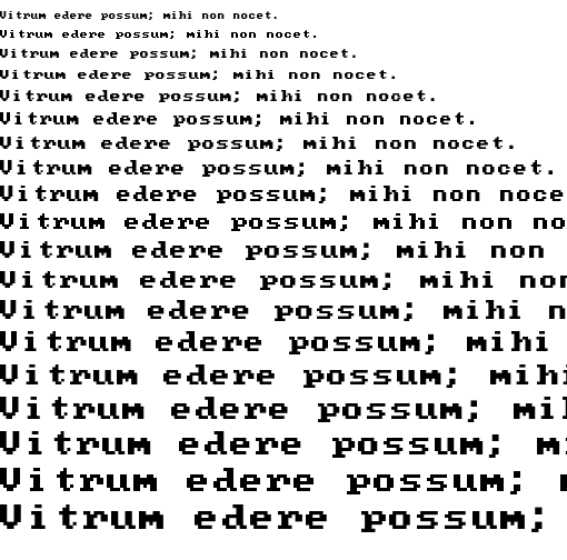 Specimen for Mx437 IBM BIOS Regular (Latin script).